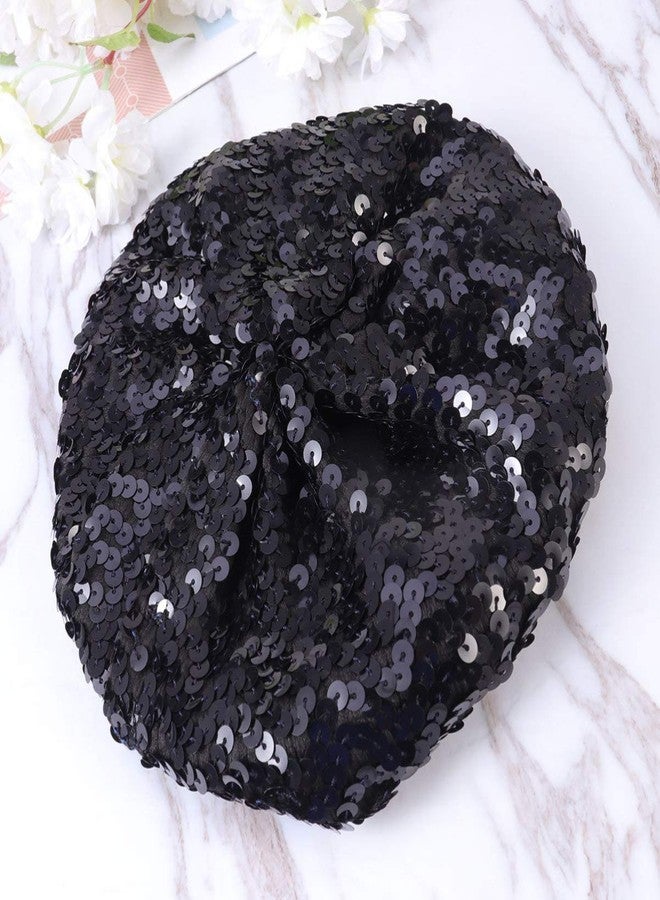 TENDYCOCO Women Sequin Beret Hat Sparkling Black Beanie Cap for Dance Performance, Parties, and Fashion Events - Image 4