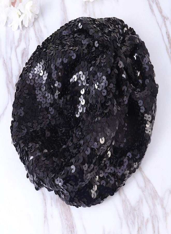 TENDYCOCO Women Sequin Beret Hat Sparkling Black Beanie Cap for Dance Performance, Parties, and Fashion Events - Image 5