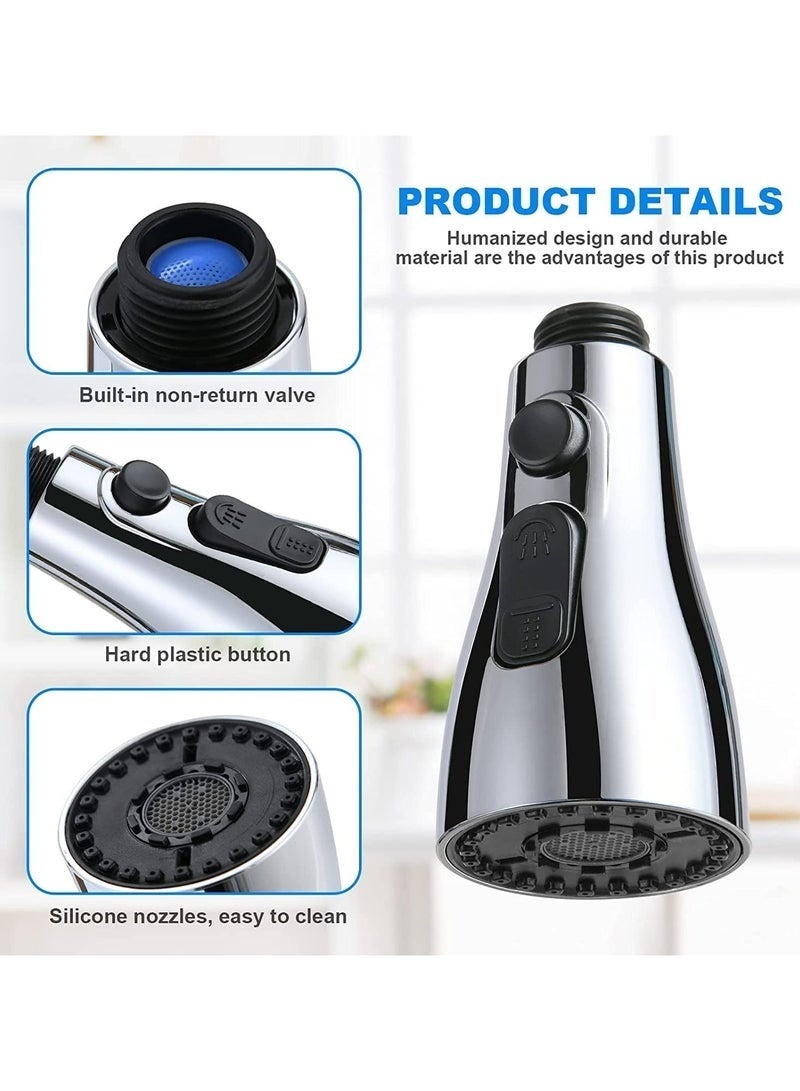 Kitchen Tap Spray Head, 360° Swivel Spout Faucet Extender 3 Modes, High Pressure Water Faucet Sprayer Aerator Attachment, FM22 FM24 G1/2 Kitchen Sink Tap Nozzle Replacement Head with Adapters (Silver) - Image 5