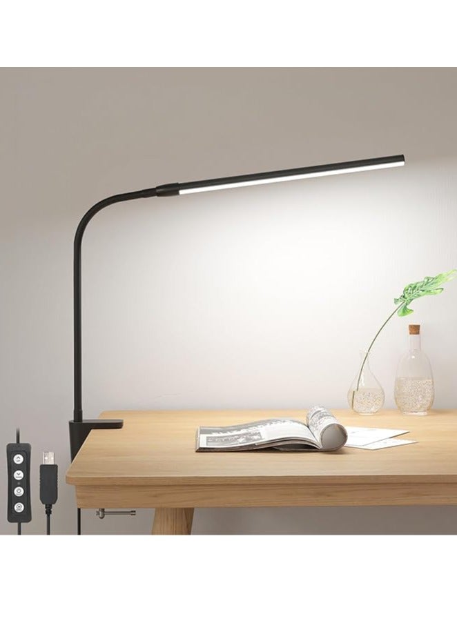 Arabest Clip on Desk Lamp LED Reading light Dimmable USB Small Clamp Lamp with 3 Color Modes 10 Brightness, Adjustable Flexible Gooseneck Table Light for Bed Headboard, Nail, Home Office,Computer(Black) - Image 1