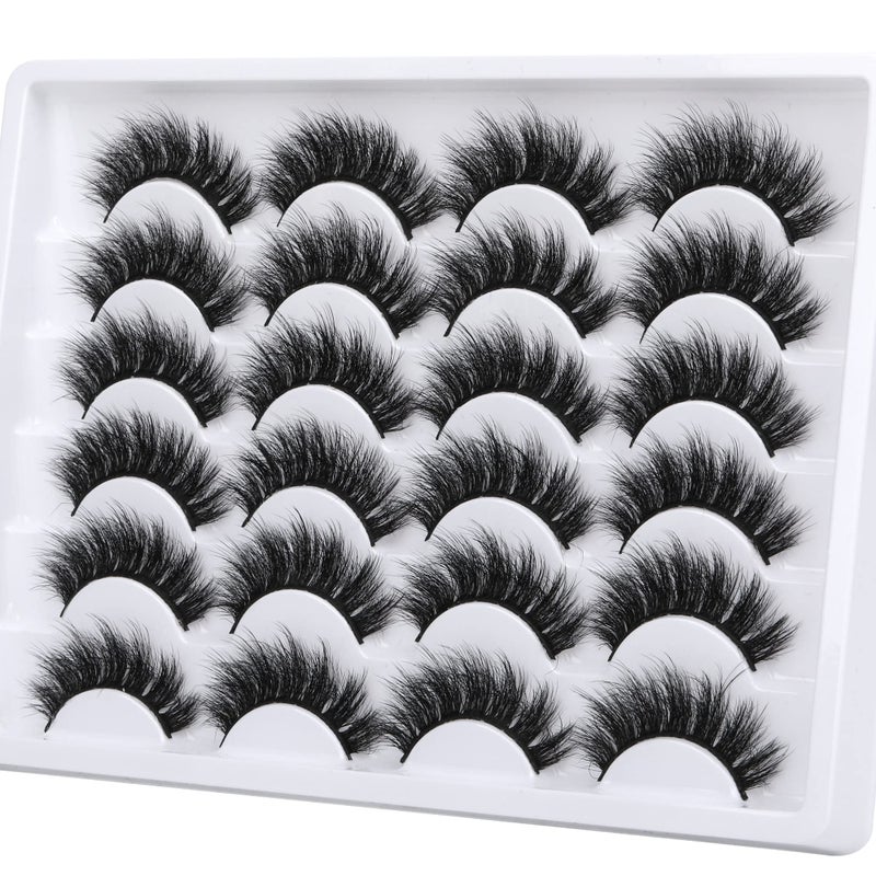 Newcally Eyelashes False Lashes Thick 18MM Long Faux Mink Eye Lashes Pack Dramatic Thick Volume Fake Eyelashes 12 Pairs Soft Reusable Lashes Multipack