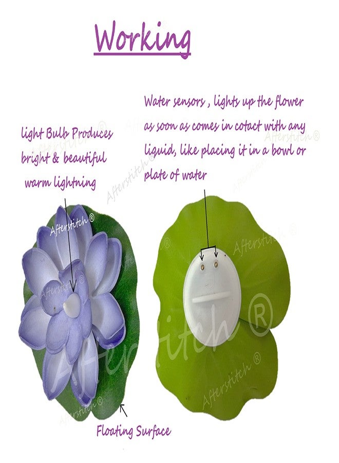 AFTERSTITCH Set of 6 Floating Lotus Flower Candles for Decoration in Bowl Diya for Home Decoration (Batteries Included, Water Sensor) - Image 4