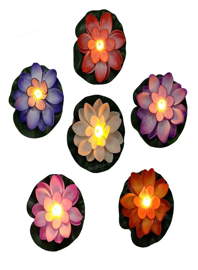 AFTERSTITCH Set of 6 Floating Lotus Flower Candles for Decoration in Bowl Diya for Home Decoration (Batteries Included, Water Sensor) - Image 1