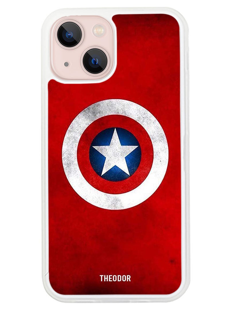 Theodor Protective Case Cover For APPLE IPHONE 14 Captain American Logo(White Bumper) - Image 1