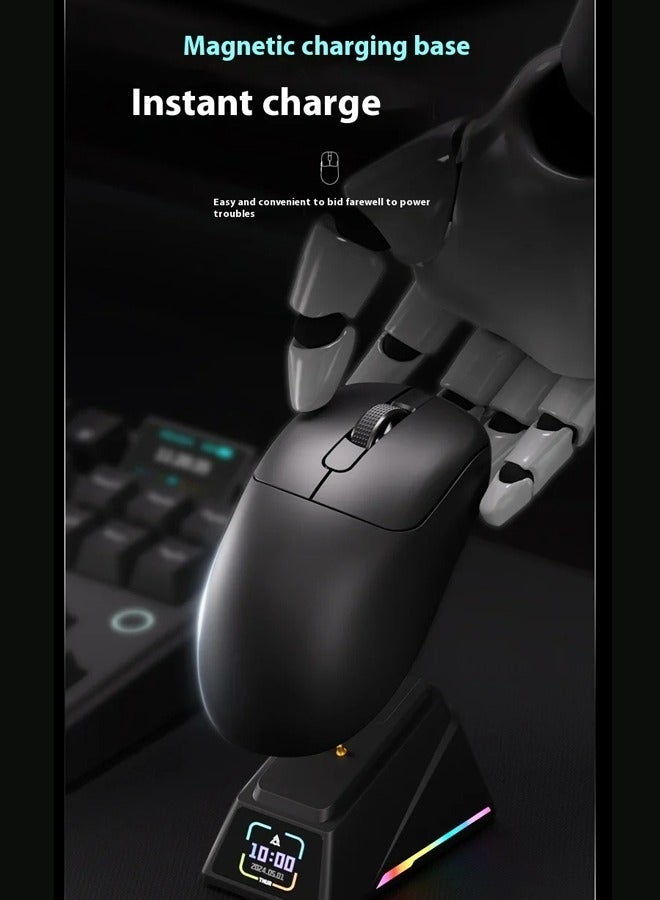 إيه جاز AJ179 APEX Tri-Mode Gaming Mouse, 8K Wireless Gaming Mice, Up to 42K DPI,Ultralight, Magnetic Charging Dock with TFT Screen, Pixart PAW3950 Sensor,100M Clicks HUANO Switch, Tri-Mode Mice, for PC/MAC,Black - Image 2