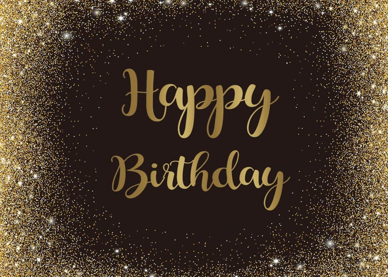Cenven Black Gold Happy Birthday Backdrop Gold Glitter Spots Photography Background Adults Man Boy Birthday Party Table Wall Decoration Photo Shoot Booth Studio Props 7x5FT - Image 2