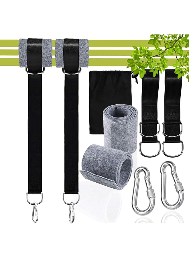 X spring Tree Swing Hanging Straps Kit 1.5M Long 2 Tree Hanging Straps Swing Attachment With 2 Heavy Duty Safety Lock Carabiner Hooks And D Rings Perfect For Tree Swing Outdoor Kids Garden Swing - Image 1