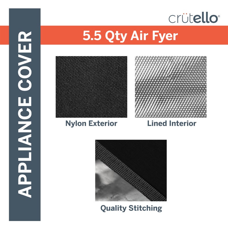 Crutello Air Fryer Cover with Storage Pockets for 5.5 Quart Fryer - Small Appliance Dust Covers - Image 3