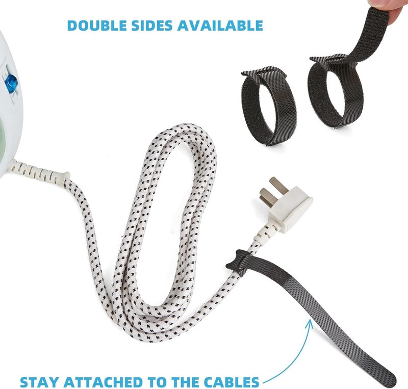 100pcs Reusable Cable Ties - Hook and Loop Cable Straps for Wire Management - 15 cm Adjustable Cord Organizer & Wire Ties for Electronics, PC, Home Office - Image 5