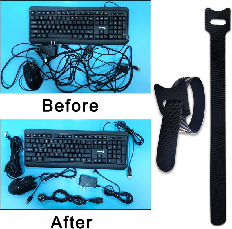 100pcs Reusable Cable Ties - Hook and Loop Cable Straps for Wire Management - 15 cm Adjustable Cord Organizer & Wire Ties for Electronics, PC, Home Office - Image 3