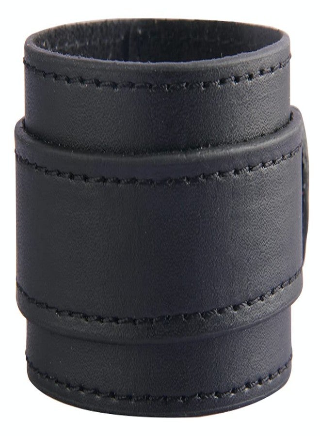 AZYOUNG Black Brown White Leather Cuff Bracelet for Men Women Two Layers Adjustable Belt Buckle Wristband(Black) - Image 2