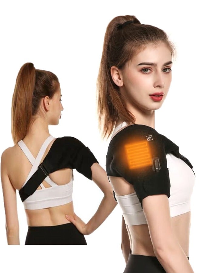 PYC Heated Shoulder Brace Wrap,Shoulder Pads 3 Heating Setting Infrared Shoulder Wrap with Hot Cold Therapy for Rotator Cuff, Frozen Shoulder,Relax Muscle Pain Relief Shoulder Compression Sleeve - Image 1