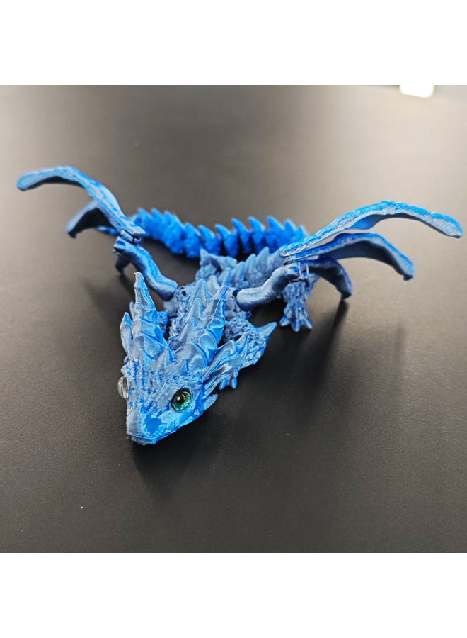 Explosions Printing Dragon Wings Ornaments Toy Joint Simulation Crafts Handmade Creative Gift Movable-Colour:Blue Silver  - Image 1
