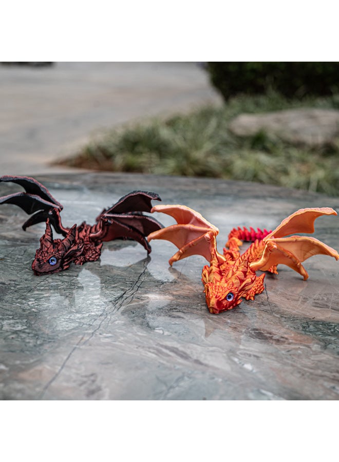 Explosions Printing Dragon Wings Ornaments Toy Joint Simulation Crafts Handmade Creative Gift Movable-Colour:Blue Silver  - Image 4
