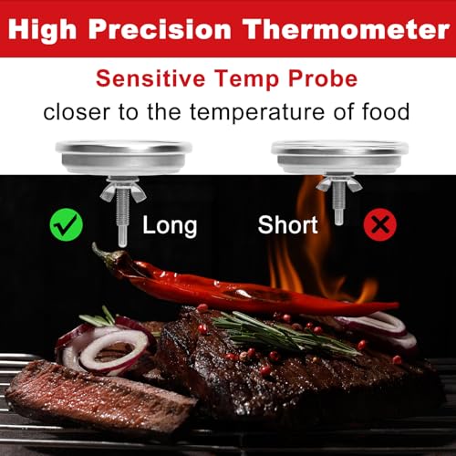 DELSbbq 60540/7581 Grill Thermometer for Weber Spirit I&II 200/300 Q Series Charcoal Grills,Replacement Parts for 22" Kettles Q120/220/300/320 Spirit E/S 210 220 330,Accurate BBQ Temperature Gauge,1-13/16"Dia - Image 5