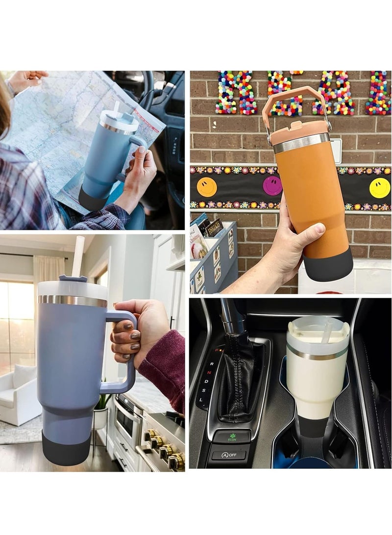 2Pcs Silicone Boot Sleeve for Stanley Quencher 40 oz 30 oz Tumbler with Handle & for IceFlow 20oz 30oz, Protective Water Bottle Cup Bottom Bumper Cover for Stanley Tumbler Accessories - view 2