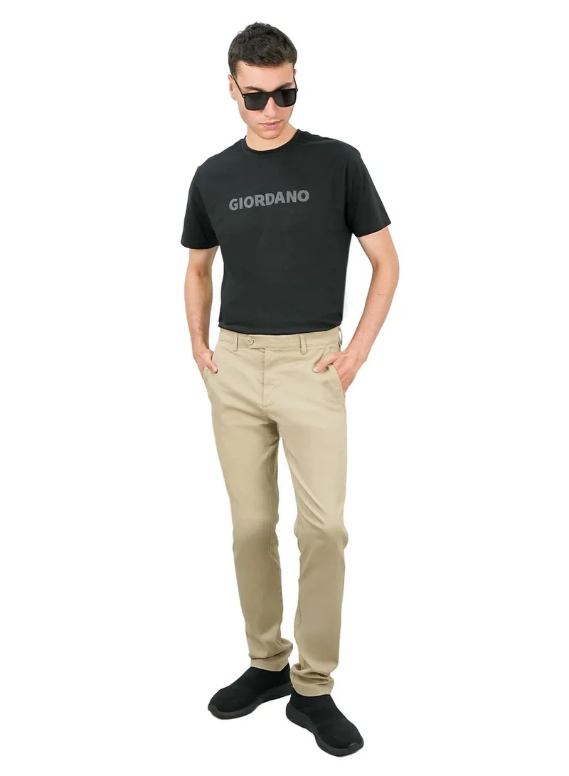 جيوردانو بنطلون كاكي قطني بقصة ضيقة وخصر منخفض للرجال