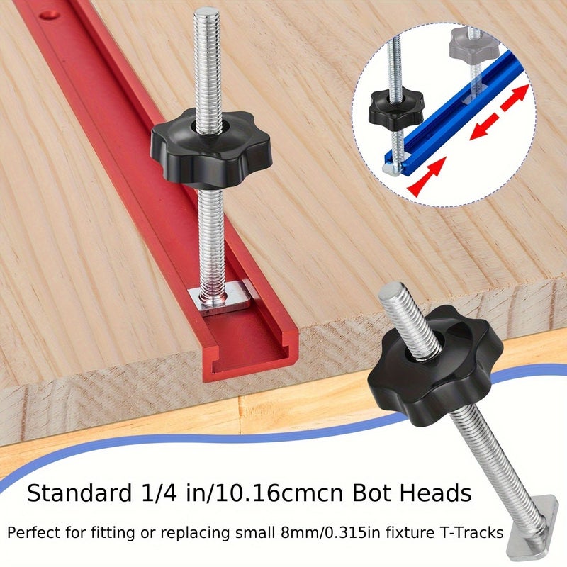 8Pcs M8 T Screws 100mm Long with Plum Blossom Copper Nuts for Woodworking Slide Rails - Image 2