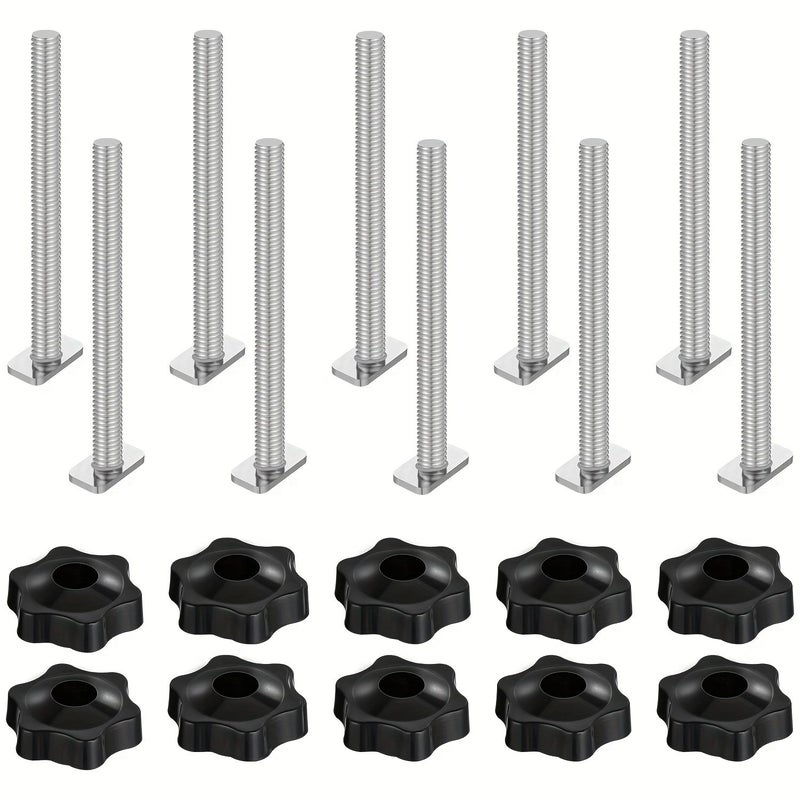 8Pcs M8 T Screws 100mm Long with Plum Blossom Copper Nuts for Woodworking Slide Rails - Image 3