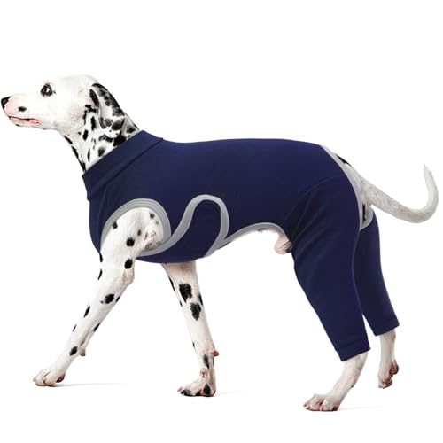 Kuoser Dog Surgery Recovery Suit Professional Dog Surgical Suit for Back Legs Soft Dogs Recovery Sleeve to Prevent Licking Biting Wounds Dogs Onesie After Surgery Elbow Protector Blue L - Image 1