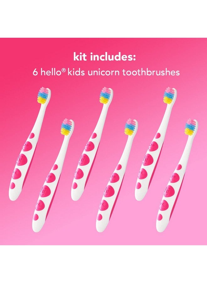 hello Unicorn Baby and Toddler Soft Toothbrush for All Ages, BPA Free, Easy to Grip Handle, 6 Count - Image 2