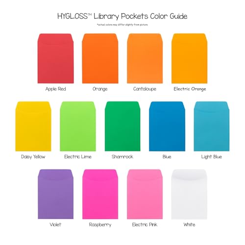 Hygloss أكياس بطاقات المكتبة هايغلوس 30 - 3.5x5 بوصة - أظرف جيب غير لاصقة - خضراء - أكياس صفية - مثالية للتنظيم - جيب كتاب مكتبة صغير ملون - Image 5