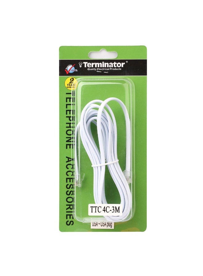 Terminator TTC‑4C‑3M/USA – 3 m 4‑Core RJ‑11 Telephone Extension Cable - Image 2