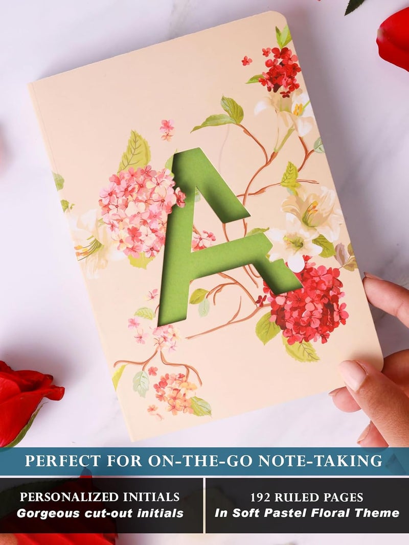 Doodle Monogram A Diary Gift Set with Tote Bag and Pouch | B6 Soft Bound Ruled Notebook | Stationery Gift Set for Women - Image 4
