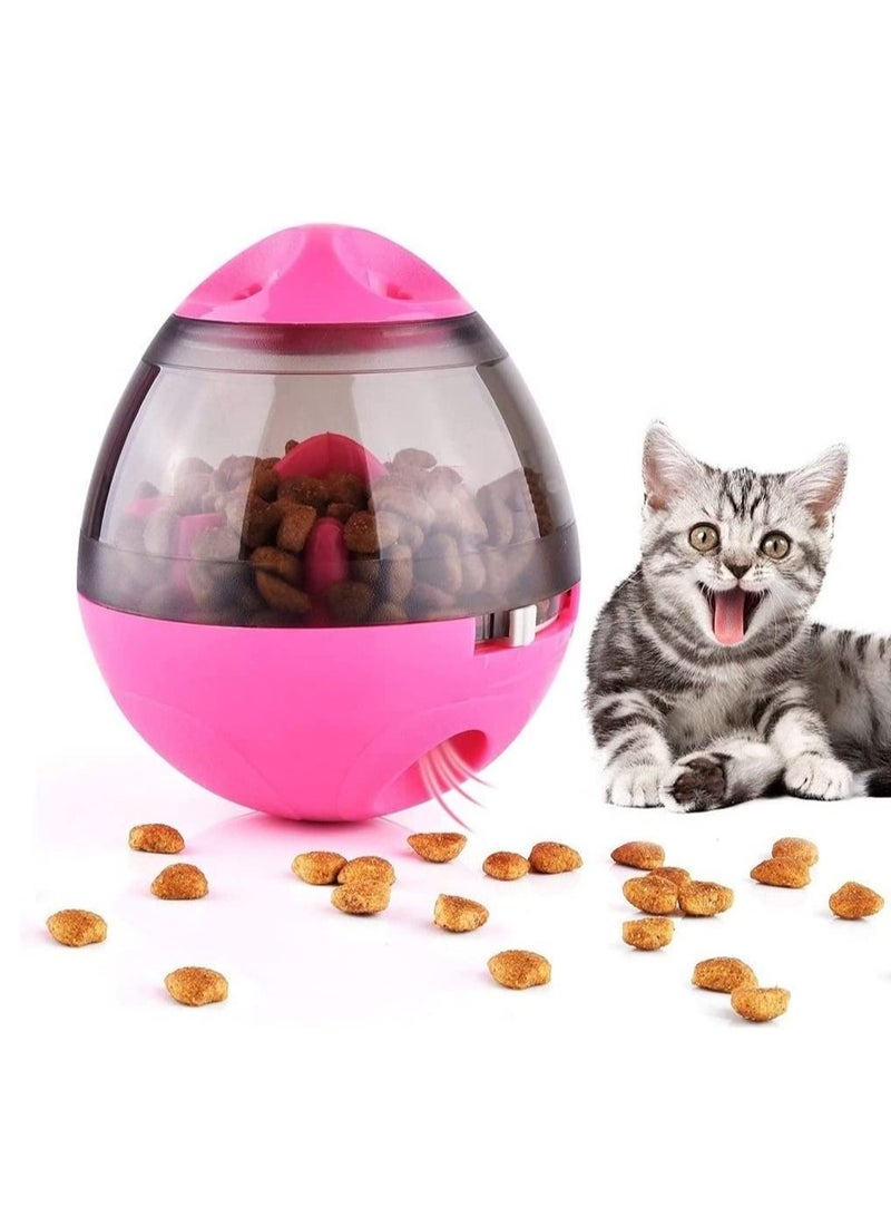 Food Dispensing Tumbler Treat Dispensing Toy Self Food Feeder For Small Medium Pets Cats and Dogs Interactive Pink - Image 1