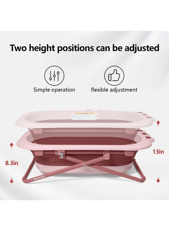 Beberoad Love حمام بيبرود لوف القابل للطي للأطفال من حديثي الولادة إلى toddlers - حمام محمول وقابل للتعديل مع تصميم غير قابل للانزلاق، حمام موفر للمساحة للسفر والاستخدام المنزلي (وردي) - Image 5