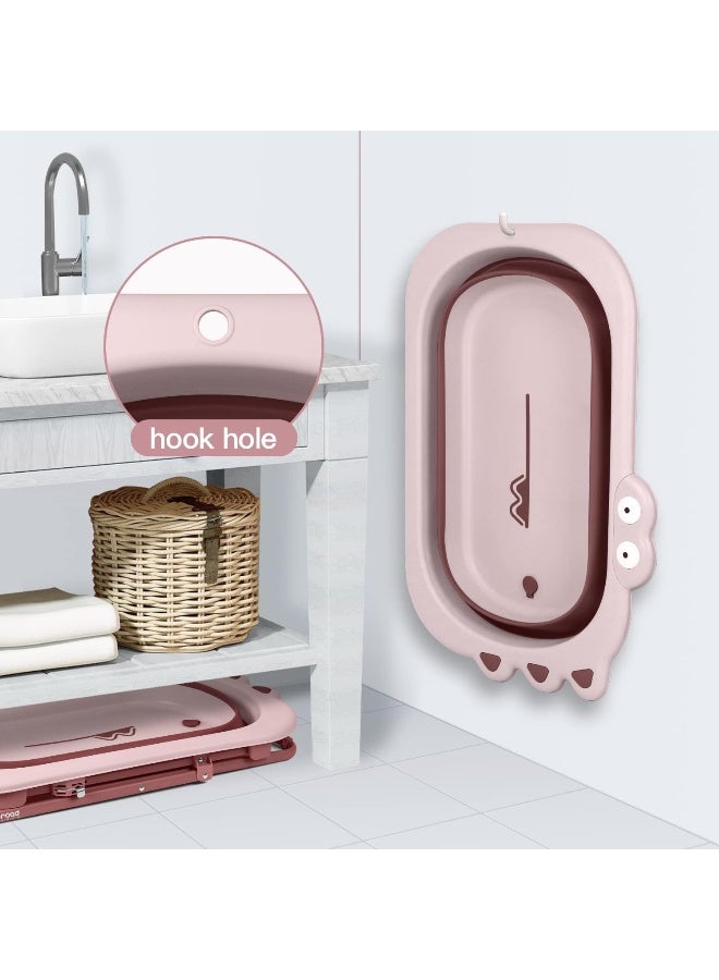 Beberoad Love حمام بيبرود لوف القابل للطي للأطفال من حديثي الولادة إلى toddlers - حمام محمول وقابل للتعديل مع تصميم غير قابل للانزلاق، حمام موفر للمساحة للسفر والاستخدام المنزلي (وردي) - Image 3