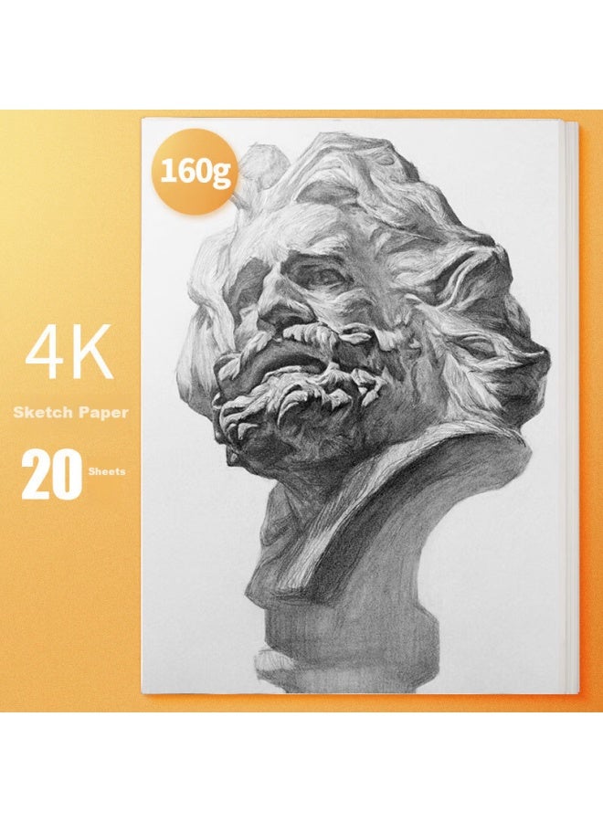 Surada Sketch Paper 4k, ورق رسم بسماكة 160 جرام، ورق رسم ألوان مائية للأطفال، ورق أبيض للطلاب، ألوان غواش للمبتدئين، ورق رسم 8k، 20 ورقة Sldz001-6 - Image 1