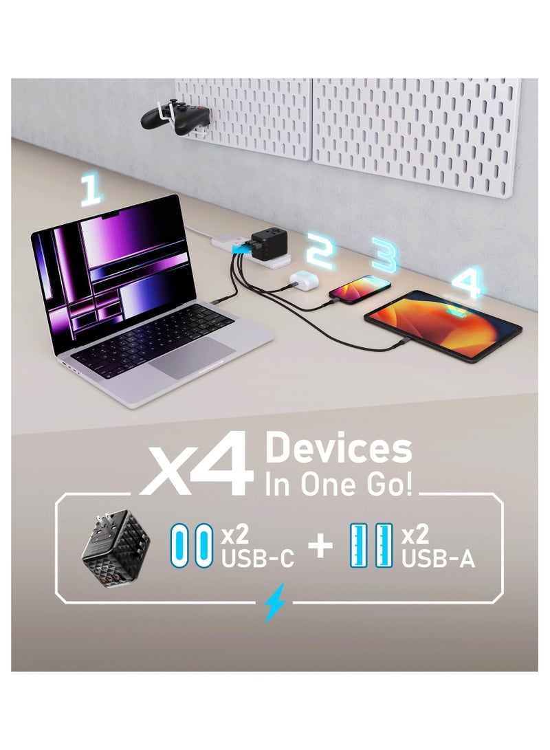Futurizta Tech TravlMate 70W GaN Universal Travel Adapter, 2500W, Global Plug Compatibility, 4-in-1 Design - Image 3