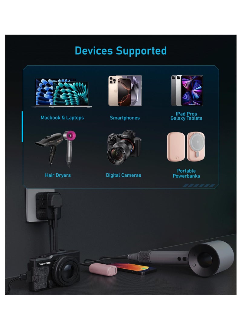 Futurizta Tech TravlMate 70W GaN Universal Travel Adapter, 2500W, Global Plug Compatibility, 4-in-1 Design - Image 5