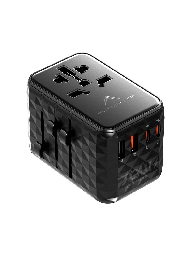 Futurizta Tech TravlMate 70W GaN Universal Travel Adapter, 2500W, Global Plug Compatibility, 4-in-1 Design - Image 1