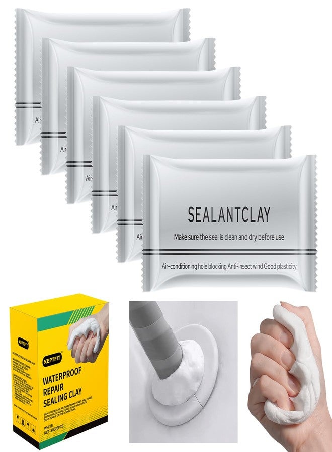 KEPTFIT 6-Pack New Type White Waterproof Sealant Mastic, Repair Sealing Clay, Quick Mending Mud for Drain Connection, Wall Hole, Air Conditioning Hole Waterproof Seal Putty - Image 1