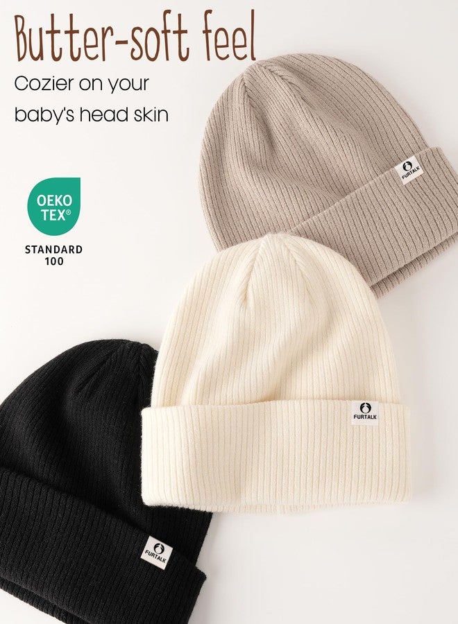 FURTALK 3 Pack Toddler Beanie Baby Boys Girls Winter Hat Kids Warm Knit Caps - Image 2
