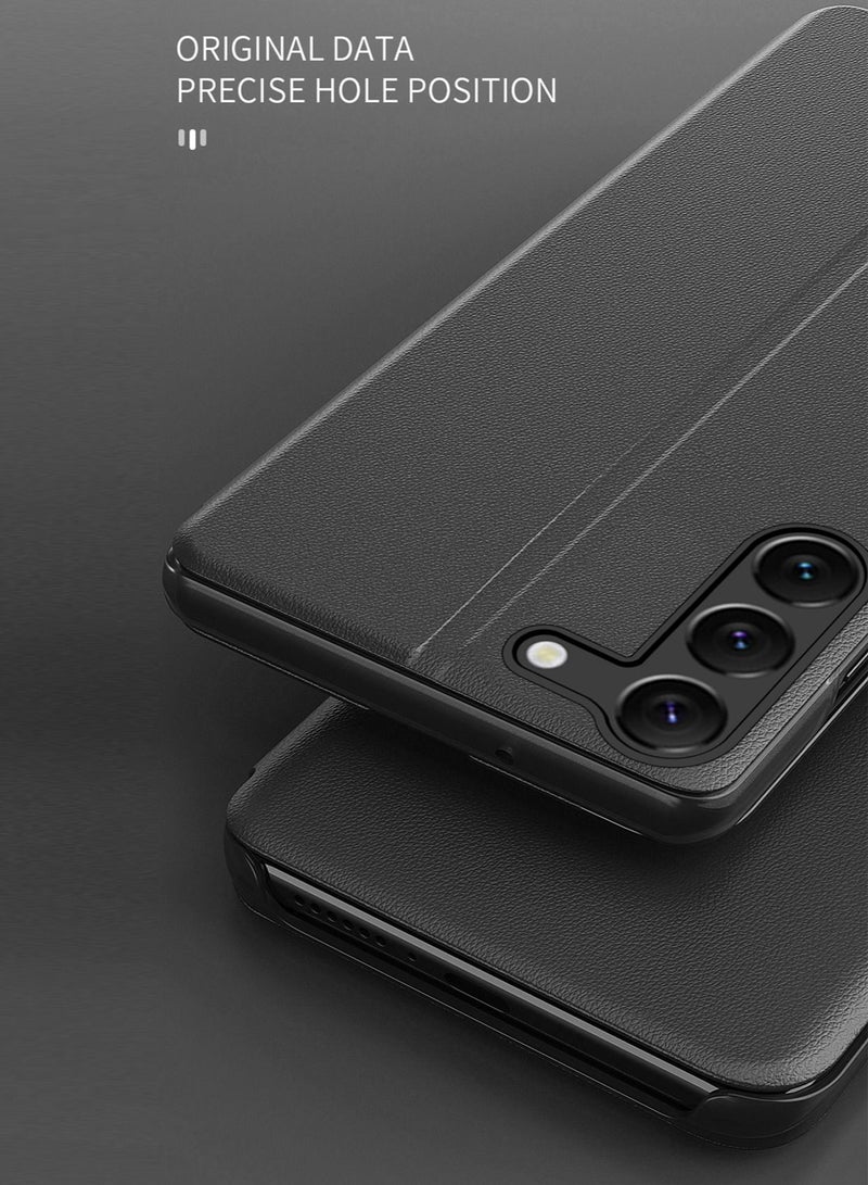 Wtech Smart Mirror Window Flip Phone Case Auto Sleep Wake Cover For Samsung Galaxy S23 Plus Black - Image 2