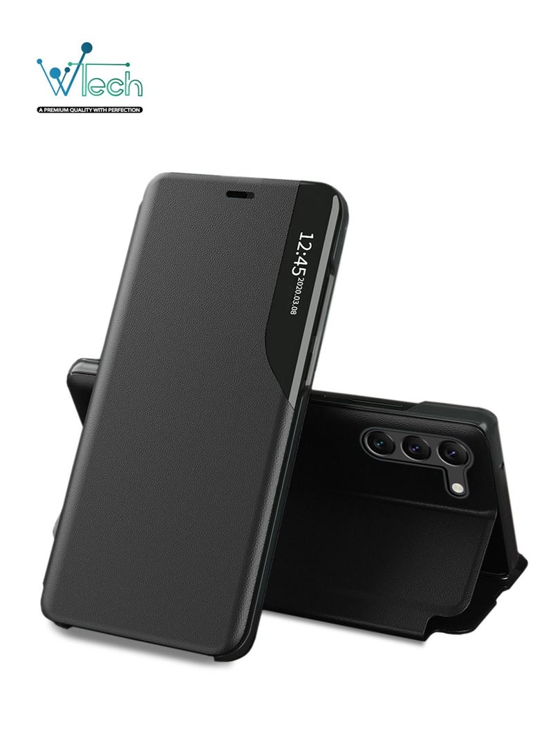 Wtech Smart Mirror Window Flip Phone Case Auto Sleep Wake Cover For Samsung Galaxy S23 Plus Black - Image 1