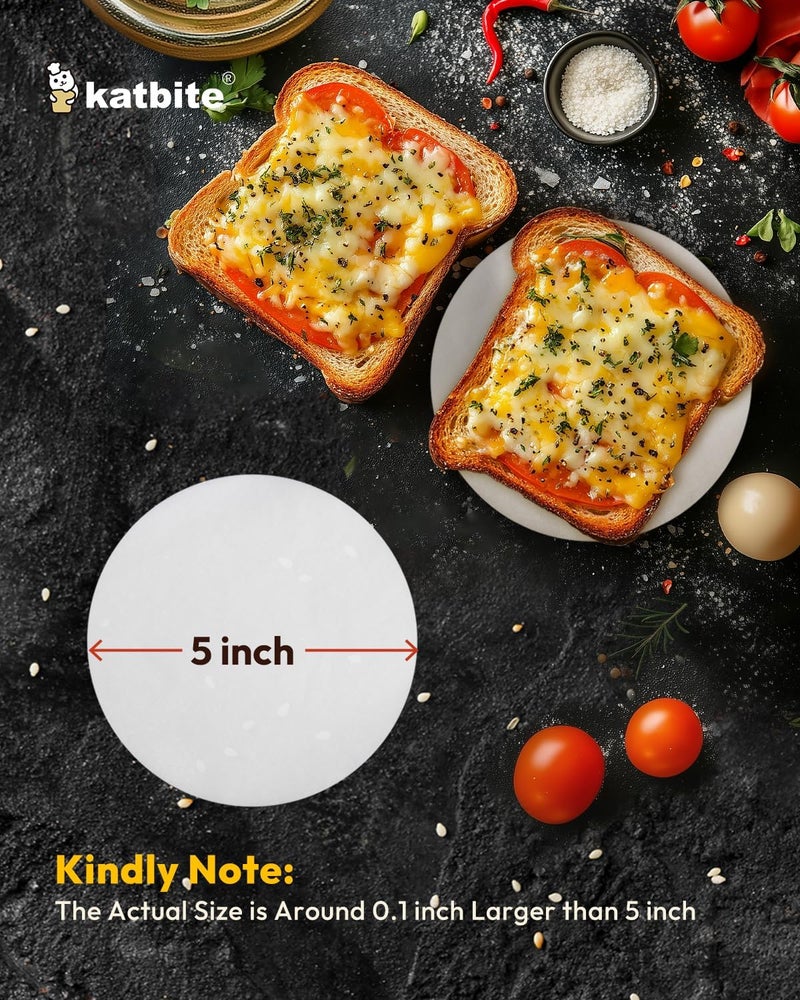 katbite 200Pcs 5 Inch Parchment Paper Rounds, Extra Strong Heavy Duty & Non-stick for Patty Separating, Freezing, Springform Cake Tin, Toaster Oven, Tortilla Press - Image 3
