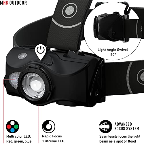 LEDLENSER مصباح رأس LEDLENSER MH8 خفيف الوزن قابل لإعادة الشحن مع حزام رأس قابل للإزالة، LED عالي القوة، 600 لومن، ضوء بدون استخدام اليدين في الهواء الطلق، التخييم، المشي، الصيد، أسود - Image 3