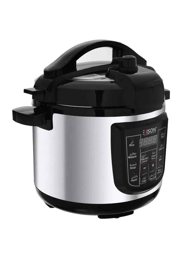 Edison Pro Electric Pressure Pot, Granite Inner Pot, 1000 watts, 6 Liters, 10 Cooking Functions, GT609-W - Silver Black - Image 3