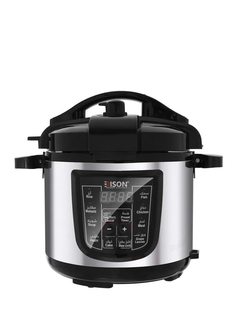 Edison Pro Electric Pressure Pot, Granite Inner Pot, 1000 watts, 6 Liters, 10 Cooking Functions, GT609-W - Silver Black - Image 2