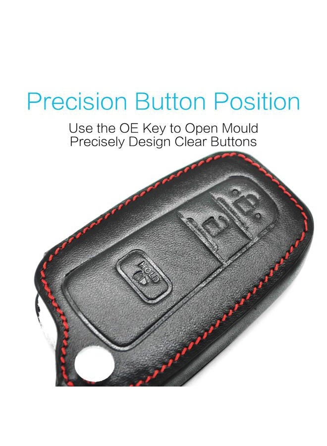 MECHCOS Compatible with fit for 2016 2017 2018 Toyota Prius 3 Buttons Smart Prox Leather Case Protector Key Fob Cover Keyless Car Remote Holder HYQ14FBC, Bonus: Rubber Silicone Case & Key Ring - Image 2