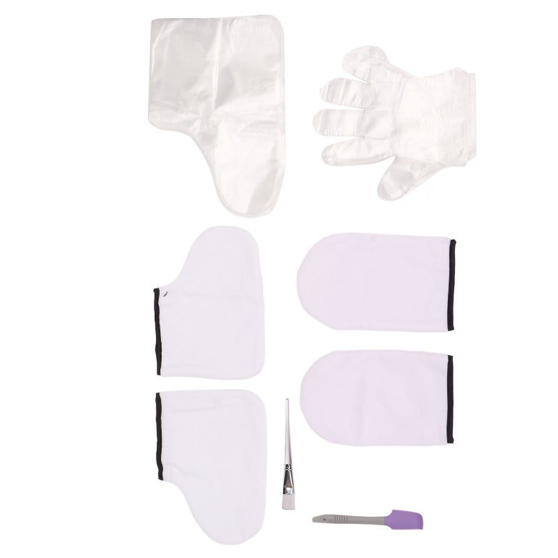 Wax Gloves Set Transparent Brush Small Purple Spatula White Cloth Glove Foot Cover Spa Treatment Set - Image 5