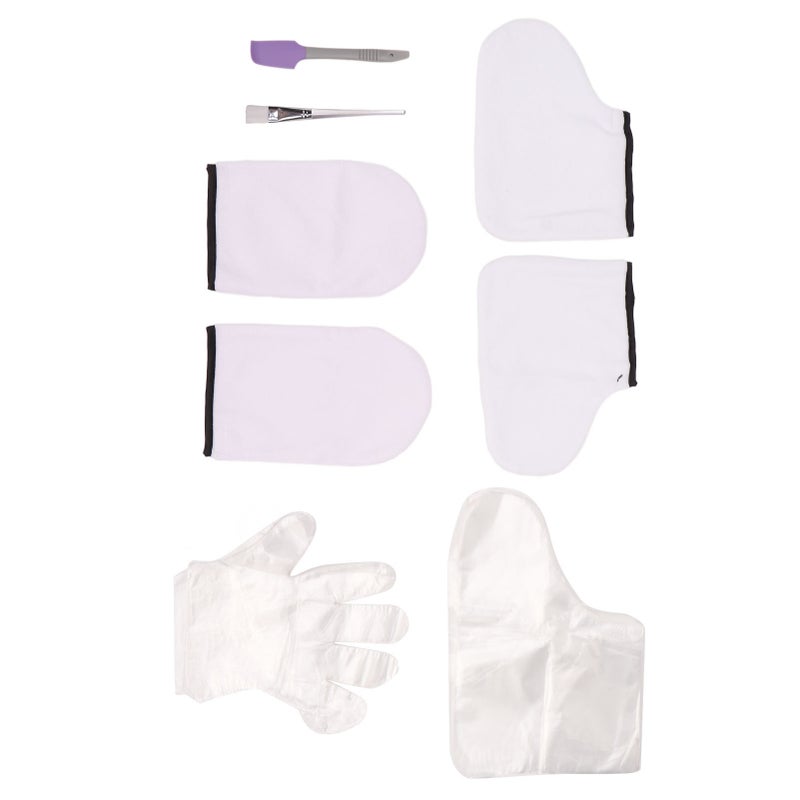 Wax Gloves Set Transparent Brush Small Purple Spatula White Cloth Glove Foot Cover Spa Treatment Set - Image 3