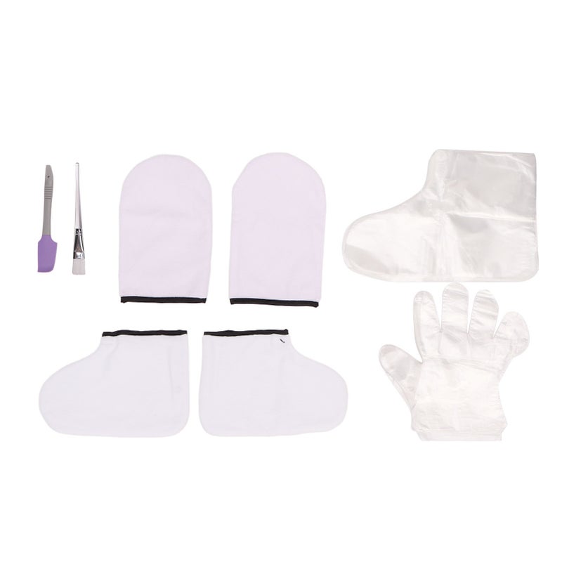 Wax Gloves Set Transparent Brush Small Purple Spatula White Cloth Glove Foot Cover Spa Treatment Set - Image 4