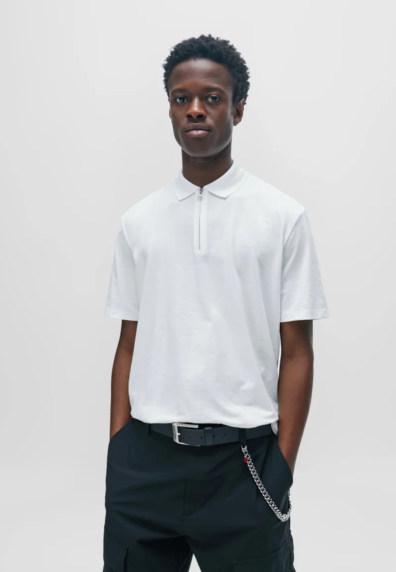 HUGO Leather belt with logo buckle