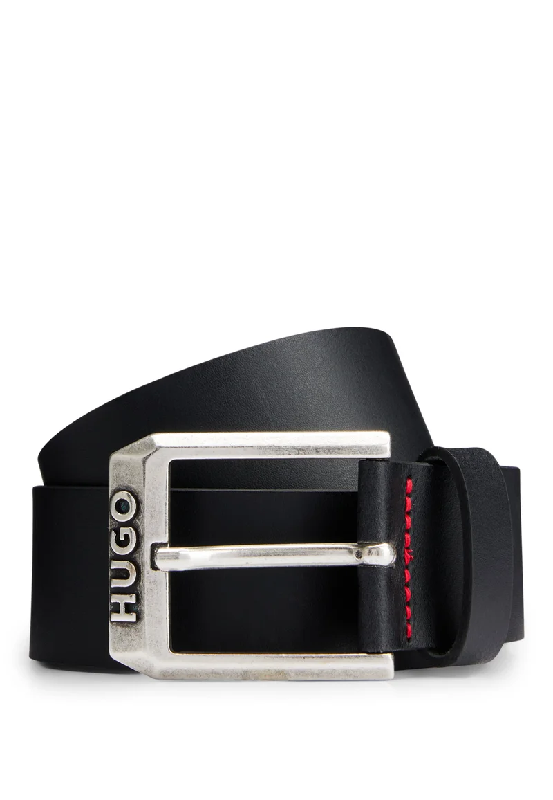 هوجو Leather belt with logo buckle