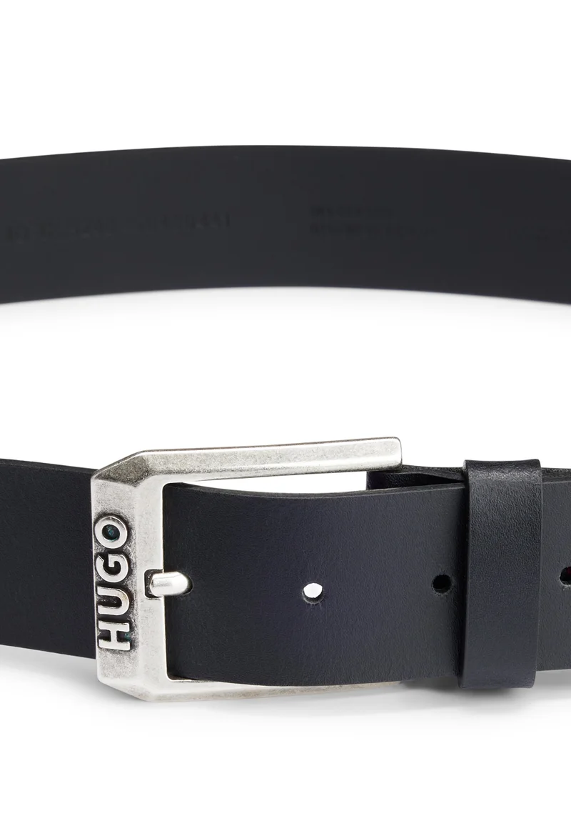HUGO Leather belt with logo buckle